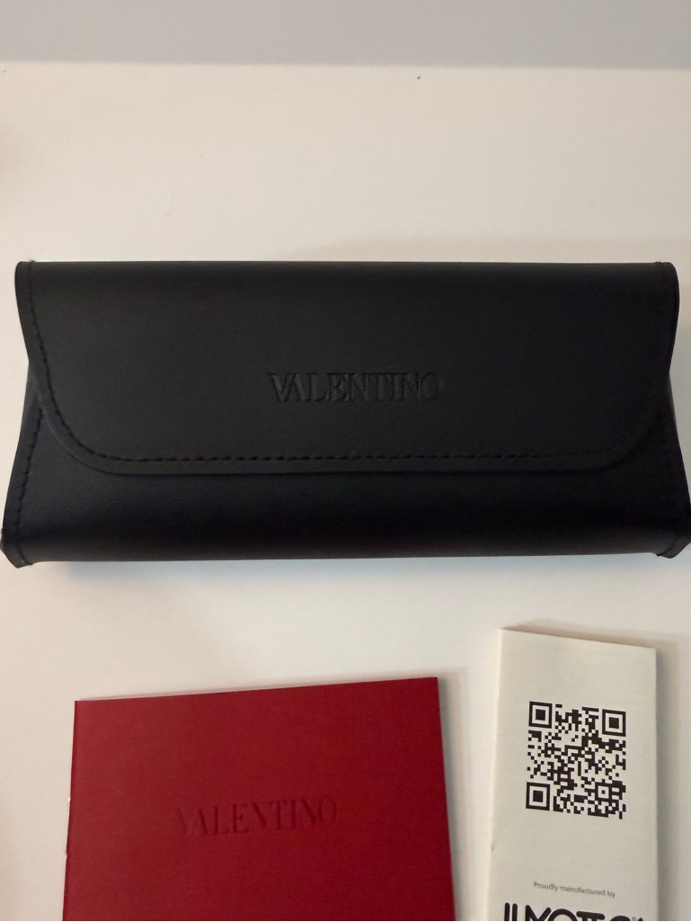 Valentino Black Sunglasses Case With Red Booklet And White Card